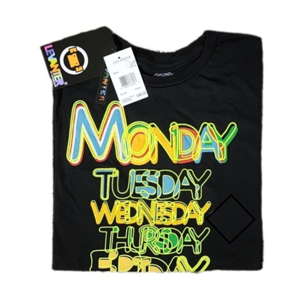 Levanter F***N Monday T-Shirt Black & Multicolor Size L - Picture 11 of 11